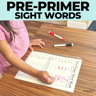 Pre Primer Sight Words Word Work - AdaptEd4SpecialEd